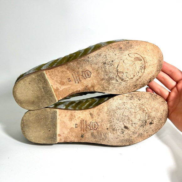 Matt Bernson Gitane Womens Comfy Slip on Loafer Calf Hair Green Chevron 8.5 - Picture 5 of 8